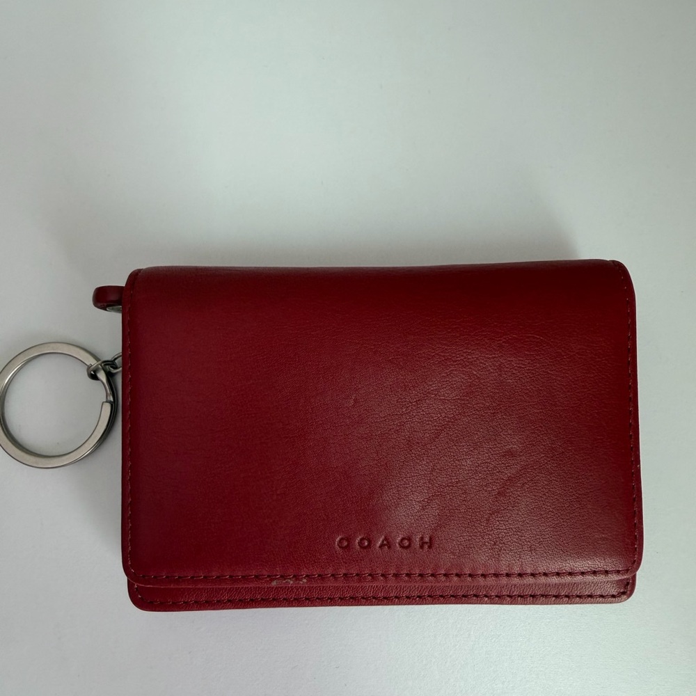 Coach Cherry Red Leather Keychain Wallet